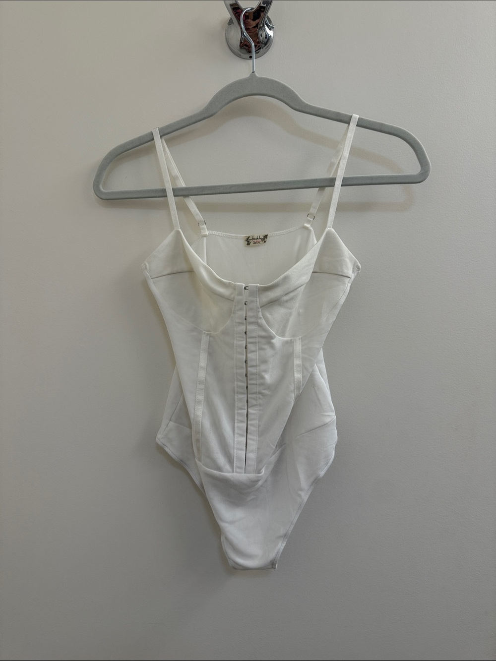 Free People White Corset-Front One Piece Bodysuit